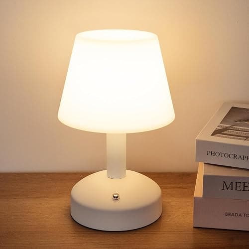KDG Modern Cordless Small Table Lamps, Outdoor Portable Shower Waterproof LED Dimmable Desk Lamp, 5000mAh Rechargeable Battery Operated Lighting for Restaurant, Bedroom, Bathroom, Night Light (White) thumbnail 7