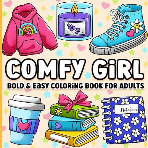 Bold and Easy Coloring Book for Adults: Comfy Girl Cute, Simple and Cozy Designs for Women for Relaxation - Image 1