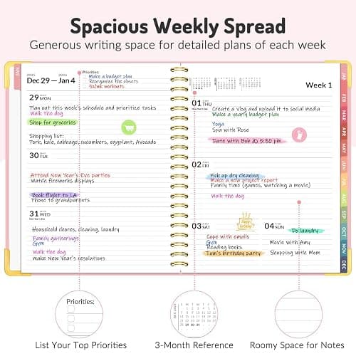 Forvencer Planner 2026-2027, 18 Month Weekly and Monthly Calendar Planner, Jan 2026 -June 2027, 8.5" x 11", Daily Agenda Book with Tabs, College School Supplies for Student Teacher Home, A4, Pink thumbnail 5