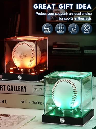 JupDec Baseball Display Case Led, Clear Cube Baseball Holder with Memory Function, Autograph Stand Box for Single Ball with 10 Color Light Up, Ideal Gift for Collector & Sports Fans, Silvery, 1 Pack thumbnail 8