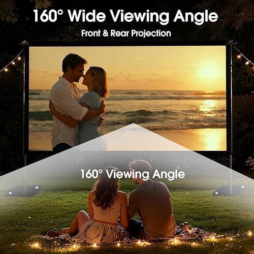 Projector Screen with Stand, 120 Inch Indoor Outdoor Portable Projection kit All-Metal Frame Wrinkle-Free 16:9 4K HD Front/Rear Movie Screen with Carry Bag for Home Theater Backyard Movie Night thumbnail 7