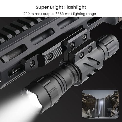 Feyachi FL14-MB Flashlight 1200 Lumen Matte Black LED Light with Flashlight Mount and Pressure Switch Included thumbnail 2