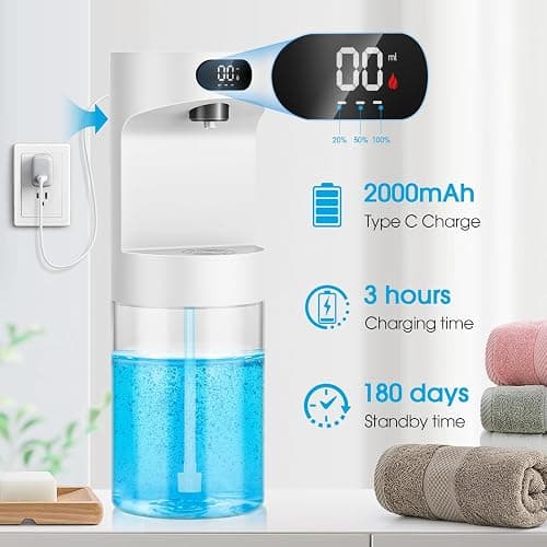 Automatic Mouthwash Dispenser for Bathroom,20.29 oz Touchless Electric Mouth Wash Dispensers Bathroom Accessories Set with 4 Magnetic Cups,4 Modes Wall Mounted Mouth Wash Dispenser for Home & Kids thumbnail 3