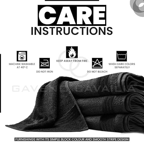 GC GAVENO CAVAILIA New Hampton Pack of 4 Bath Towel Set, 100% Ringspun Cotton, Extra Absorbent 450 GSM Luxury Bath Sheets, Black, 4PK thumbnail 5