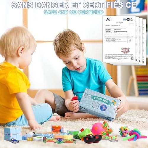 FrenchWay Fidget Toys Pack – Lot de Jouets Anti Stress pour Enfants et Adultes – Objets Satisfaisants pour Evacuer le Stress et Booster la Concentration – Pop It Balle Anti-Stress Main Collante Inclus thumbnail 7