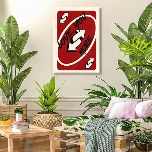 Burgundy Trendy Playing Card Girly Wall Art Love You More Canvas Printing Fashionable Retro Valentine's Day Preppy Poster apartment decor 8x12inch Unframed thumbnail 7