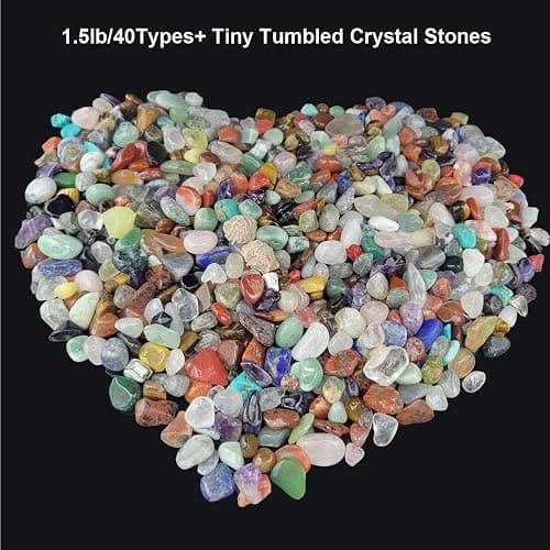 450 Pieces Rocks Collections for Kids, 40+ Kinds Gemstones and Crystals Set, Rocks and Minerals Science Kit Include 1.5lb Tumbled Chips Crystals and 1lb Tiny Rough Stones thumbnail 3