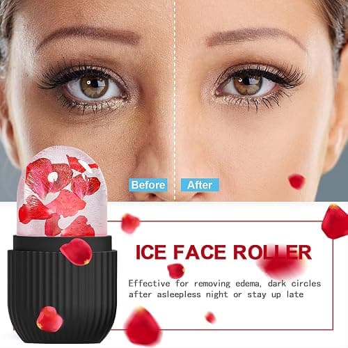 ice face roller, ice mold for face and Eyes, Reusable Massage Silicone Beauty Tool, Naturally Conditioning And Skin Care, De-Puff Eye Bags, Reduce Migraine Pain (Black) thumbnail 3