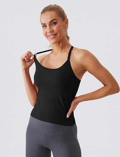 MathCat Workout Tank Tops for Women with Built in Bra, Sleeveless Gym Tops Seamless Racerback Athletic Yoga Shirts thumbnail 2