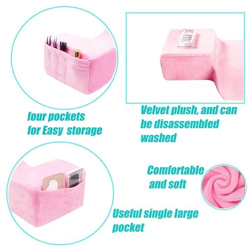 Beauty Salon Eyelash Extension Pillow Memory Foam Lash Pillow with Velvet Pillowcase Ergonomic Curve Improve Cervical Pillows for Neck Pain(Pink) thumbnail 5