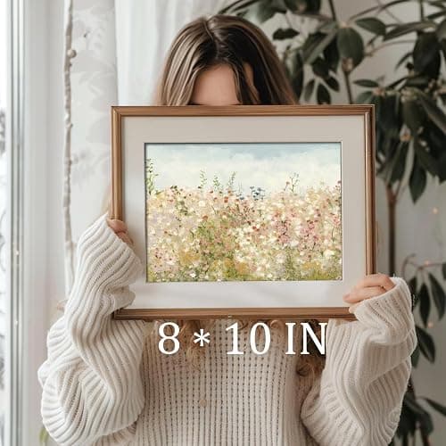uniro Wildflower Field Vintage Canvas Wall Art for Home Decor, Spring Landscape Art Print, Botanical Floral Posters Oil Painting Wall Art, Plant Flower Pictures Farmhouse for Living Room, Bedroom, Bathroom Decor( 8" x 10"-UNFRAMED) thumbnail 3