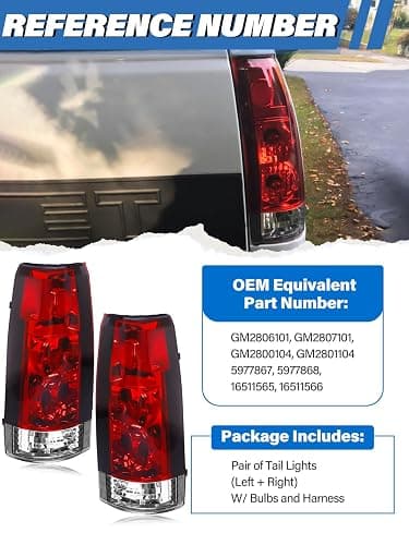 LIWEDFG Tail Light Assembly Compatible with Chevrolet/GMC Silverado Sierra C/K Truck 1988-1998, 1995-1999 Tahoe, 1992-1999 Yukon, 1992-1999 Suburban, 1992-1994 Blazer, w/Circuit Board, Red Pair thumbnail 5