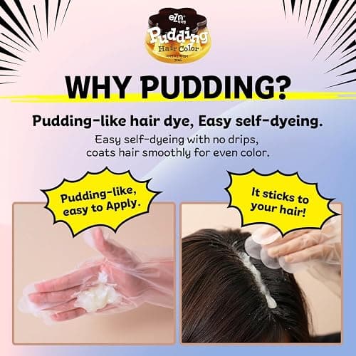 eZn Pudding Hair Dye, Ammonia-Free, Semi-Permanent DIY Korean Hair Dye Color with Keratin, Odorless Gentle for Sensitive Skin No Skin Irritation (Damask Rose) thumbnail 3