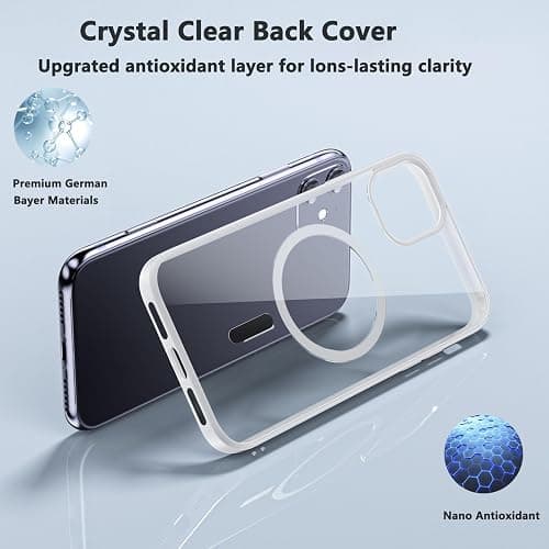 ottpluscase for iPhone 11 case, iPhone 11 Phone case for MagSafe with Screen Protector, Military-Grade Protection, Transparent Back Hybrid Magnetic Slim Phone Cover for iPhone 11 6.1", White thumbnail 7