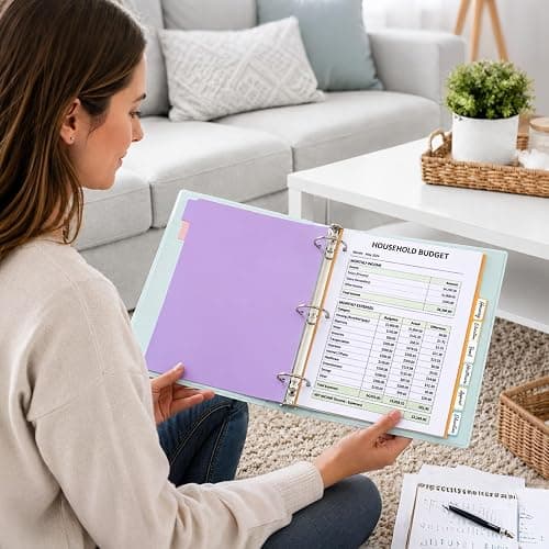 SUNEE 8 Tab Binder Dividers,Plastic Dividers for 3 Ring Binder,3 Ring Binder Dividers with Tabs for School Office Home Supplies,Soft Color, 1 Set thumbnail 8
