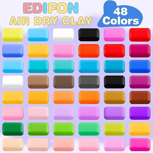EDIFON Air Dry Clay, 48 Colors Foam Magic Modeling Clay for Kids DIY Crafts | Non-Sticky, Ultra-Light & Soft, Model Clay Toy with Sculpting Tools, School Project Supplies, Gifts for Ages 3-12 Boys Girls thumbnail 3