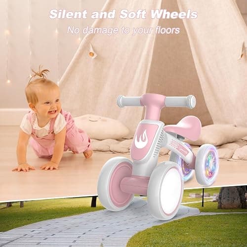 WETIFY Colorful Lighting Baby Balance Bike Toys for 1 Year Old Girl Gifts, 10-36 Month Toddler Balance Bike, No Pedal 4 Silence Wheels & Soft Seat First Bike, One Year Old Girl Birthday Gifts thumbnail 7