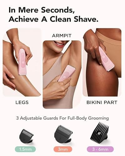 MANSPOT LADYSPOT™ Hair Finishing Trimmers, with 3 Guard and Replaceable Ceramic Blade Heads, LADYSPOT™ Hair Shaver Kit Sets (Women-Pink-Version) thumbnail 7