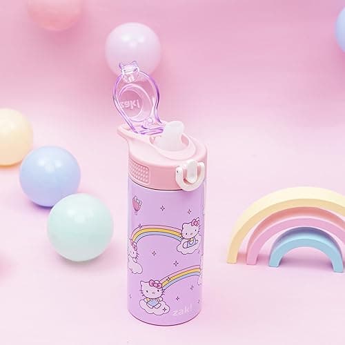 Zak Designs Sanrio Sage Kids Water Bottle For School or Travel, 14oz Stainless Steel Water Bottle With Straw, Handle, and Leak-Proof, Pop-Up Spout Cover (Hello Kitty) - Hello Kitty thumbnail 3