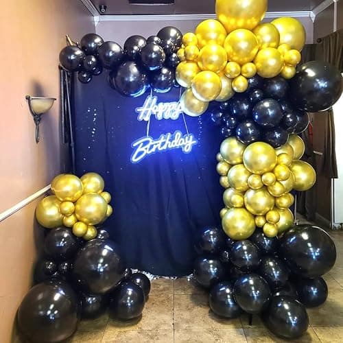 Black and Gold Balloons, 50PCS 12 Inch Black and Gold Confetti Balloon Party Decorations for Birthday,Graduation,New Years,Wedding,Engagement Party Decorations thumbnail 6