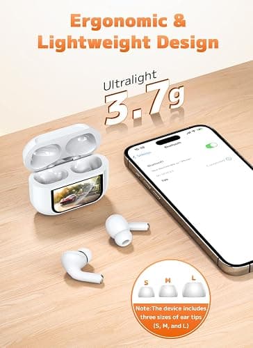 Szwdo Wireless Earbuds, Bluetooth 5.4 Ear Buds with Multifunctional Touch Screen, ANC/ENC Noise Cancelling Headphones with 48H Playtime, Bass Stereo Sound, for Laptop, Android/iOS, Pad thumbnail 7