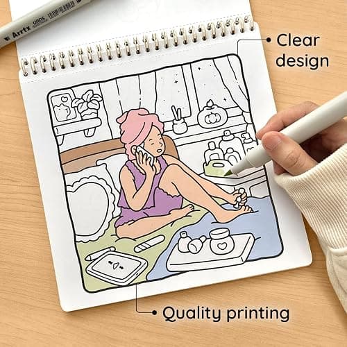 Girl Moments Vol. 2 - Coloring Book (Spiral Bound) & Sticker Set for Adults & Teens thumbnail 4