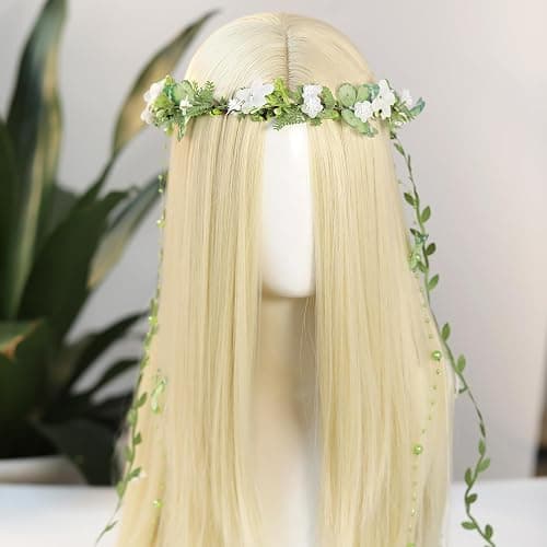 MOSTORY Fairy Flower Headpeice for Women, Woodland Elf Crown with Butterfly and Vines for Fairy Costume Renaissance Cosplay thumbnail 2