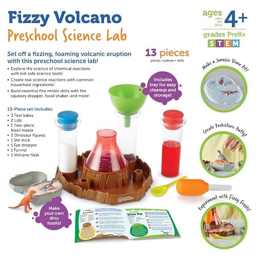 Learning Resources Forschungslabor „Blubbernder Vulkan“ für Vorschüler, ab 4 Jahren, Kinder-Chemiebaukasten mit schäumender Reaktion, Mint-Spielzeug für Kinder, 13-teilig thumbnail 6