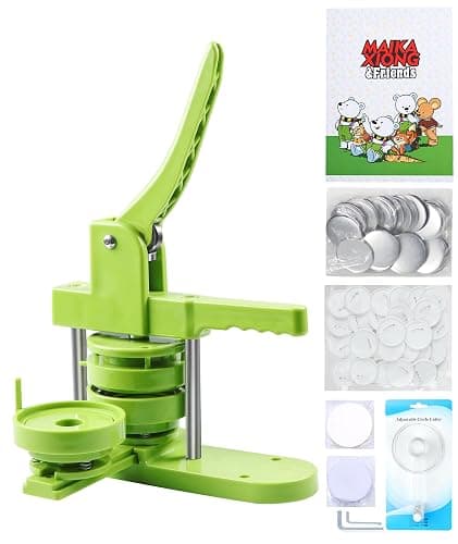 Happizza Button Maker Machine, 75mm(3 inch) DIY Pin Button Maker Press Machine Kit, Badge Button Press Machine Pin Maker Machine with Free 100pcs Button Parts&Pictures&Circle Cutter&Magic Book - Image 1