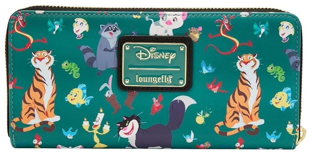 Loungefly Disney Wallet Princess Sidekicks Print Zip Faux Leather Clutch - Image 1