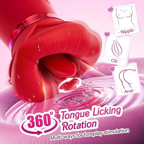 Vibrator Adult Sex Toys for Women - Sovokn 5IN1 Mouth Sucking Vibrator Rose Sex Toy, 10 Tongue Licking, 3 Auto & 1 Manual Sucking Adult Toys New APP, Anal Clit Nipple Vibrators Female Couples Sex Toys thumbnail 4