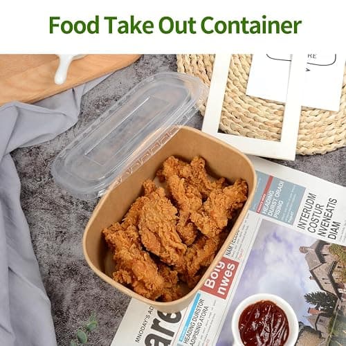 AICHEF 50 Pack 35 oz Paper Food Containers with Lids, Microwavable and Freezer Use Paper Meal Prep Containers Disposable Food Prep and Take Out Food Containers, 50 Bowls 50 Lids thumbnail 6