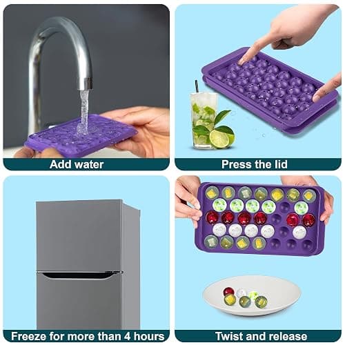 Pink Mini Round Ice Cube Tray for Freezer – 33 Small Sphere Ice Cubes (1.1") – Hard Plastic Ball Ice Mold, Cute Compact Circle Ice Tray for Cocktails Coffee Whiskey & Iced Drinks – 1 Count thumbnail 5