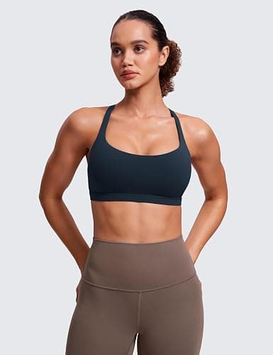CRZ YOGA Naked Feeling Strappy Sports Bras for Women - Criss Cross Back Wireless Padded Cami Yoga Workout Top thumbnail 2