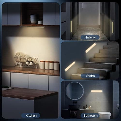 MCGOR 10inch Under Cabinet Lighting, 2 Pack Rechargeable Motion Sensor Light Indoor, 5 Levels Dimmable Magnetic Closet Lights, Wireless Under Counter Lights for Kitchen, Stairs thumbnail 7