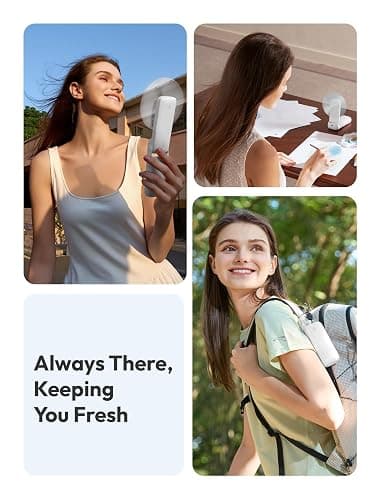 Aecooly Slim Portable Fan, Thin Handheld Fan, USB Rechargeable Mini Personal [24H Max Cooling Time], Battery Powered Small Foldable Pocket for Travel, Summer, Gifts for Women, Girls -White thumbnail 3