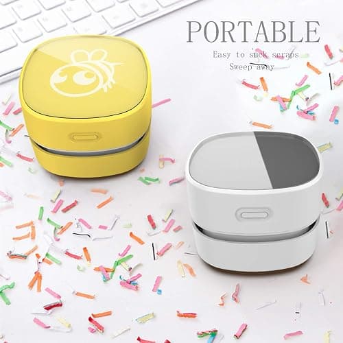 ODISTAR Desktop Vacuum Cleaner, Mini Table dust Sweeper Energy Saving,High Endurance up to 90 mins,Cordless&360º Rotatable Design for Keyboard/Home/School/Office(White AA Battery) thumbnail 4