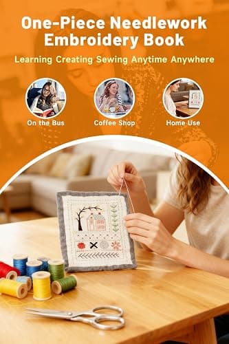2026 New Embroidery Stitch Book Kit, Sew Anywhere with Instructional Tutorial 106 Pattern All-in-One Embroidery Stitch Book & Sewing Kit 86 PCS, Hand Embroidery Patterns Kit for DIY and Sew Enthusiast thumbnail 2