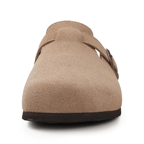 KIDMI Genuine Suede Clogs for Women Cork Footbed Sandals Leather Mules Potato Shoes with Arch Support thumbnail 5