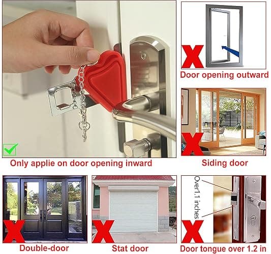 MBBEST Portable Door Lock & Door Stop Alarm,Dual Protection Security Door Kit,Door ​Security Devices Pocket Door Stopper Self Defensey Tools for Hotel Travel Home Apartment House thumbnail 6