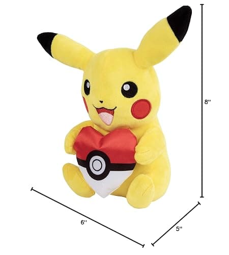 Pokémon 8" Pikachu Plush w/Heart Poke Ball Accessory - Officially Licensed - Authentic Soft Stuffed Animal Toy Figure w/Pokeball - Holiday Christmas Stocking Stuffer Gift for Kids, Boys, Girls - 2+ thumbnail 2