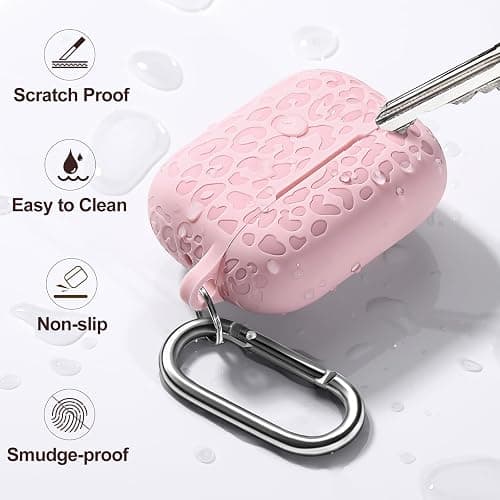 DGege Compatible for AirPods Pro 2nd Generation Case Cover,Protective Silicone Skin Accessories with Keychain for Women Men Compatible with Apple AirPods Pro Gen 2(2022), Front LED Visible,Light Pink thumbnail 2