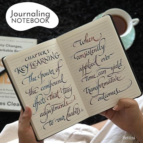 SETTINI Lined Journal, Ideal for Journaling - A5 Vegan Leather Notebook, 192 Archival-Quality Pages, QuillEase Bleed-Free Paper, Inner Pocket & Bookmark - Christmas Gifts, Black Bee thumbnail 7