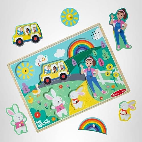 Melissa & Doug® Ms. Rachel™ Wooden Song Peg Puzzle, 6-Piece Light-Activated Sound Puzzle with Full Songs, Toddler Toys for Boys and Girls Ages 2-5+ Years - FSC Certified thumbnail 10