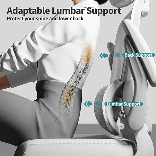 TRALT Office Chair Ergonomic Desk Chair, 330 LBS Home Mesh Office Desk Chairs with Wheels, Comfortable Gaming Chair, High Back Office Chair for Long Hours (White White) thumbnail 5