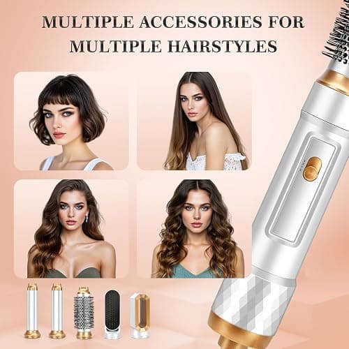 Hair Styler 5 in 1, Hot Air Stylers Hair Dryer Set – with Curlers, Straighten, Volumise, Smooth and Dry, for All Hair Types, Negative Ion Hair Care, Reduce Frizz and Boost Shine(White) thumbnail 6
