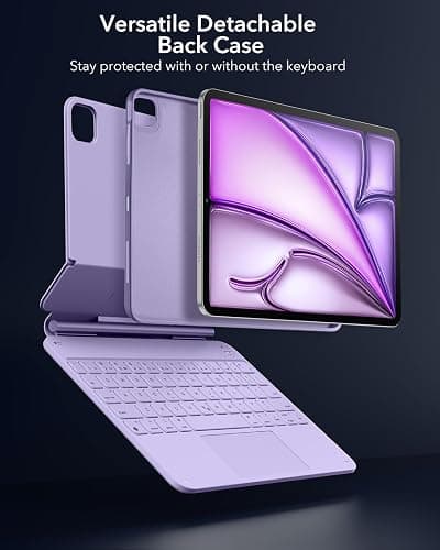 ESR iPad Air 11 Inch Case with Keyboard (M3/M2, 2025/2024) & iPad Pro 11/Air 5th/4th Gen Keyboard, Easy-Set Magnetic Stand, Portrait/Raised Modes, with Removable Protective Case, Purple thumbnail 4