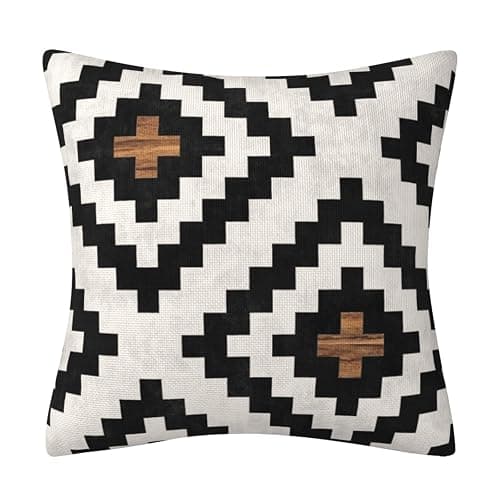 AHAHM Aztec Black Brown Throw Pillow Cover Boho Western Farmhouse Decorative Throw Pillowcase Indoor Outdoor Cushion Cover Tribal Pattern Geometric Pillowcase for Couch Bedroom 18 x 18 Inch Set of 2 thumbnail 3