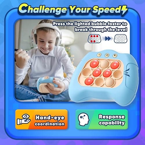 Byserten Handheld Game for Kids 6-12, Sensory Fidget Toys for Kids 8-12, Birthday Gifts for 6 7 8 9 Year Old Boys & Girls & Teens-Blue thumbnail 2