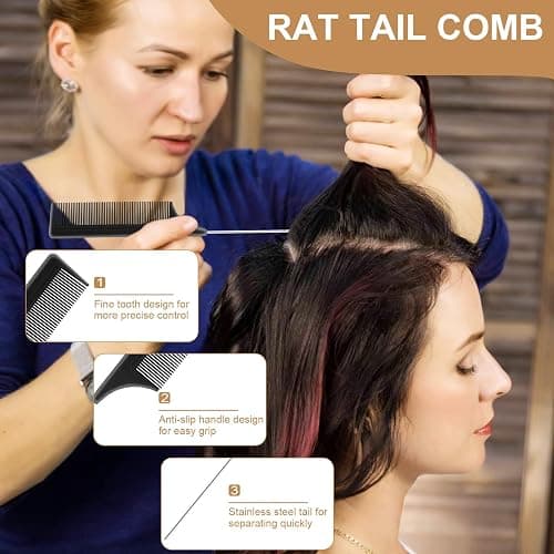 DUAIU Slick Back Hair Brush for Women Men, 5PCS Hair Brush Set with Mist Spray Bottle 10 OZ/300 ML, Small Boar Bristle Brush Rat Tail Comb, Edge Brush, Styling Brush Tools thumbnail 4